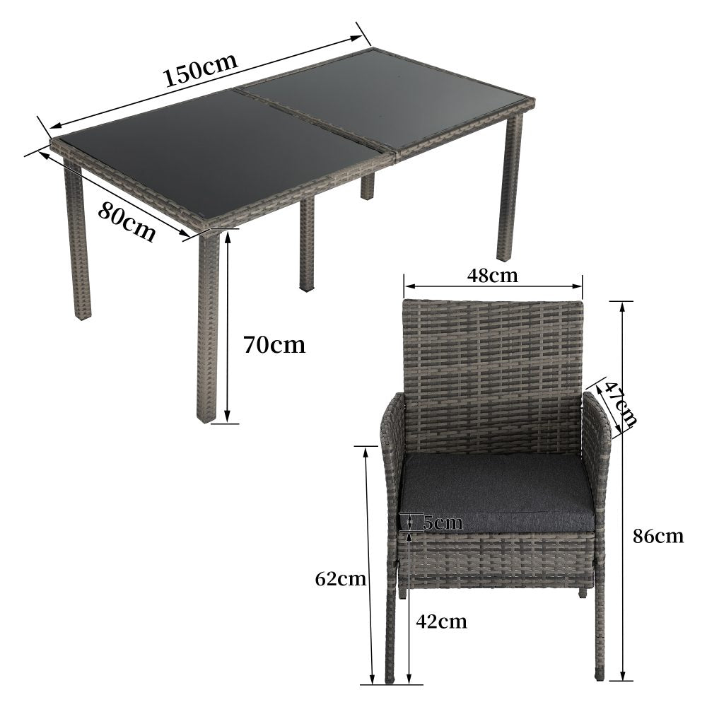 Armadale Luxury Outdoor 6 Seater Dining Set - Grey