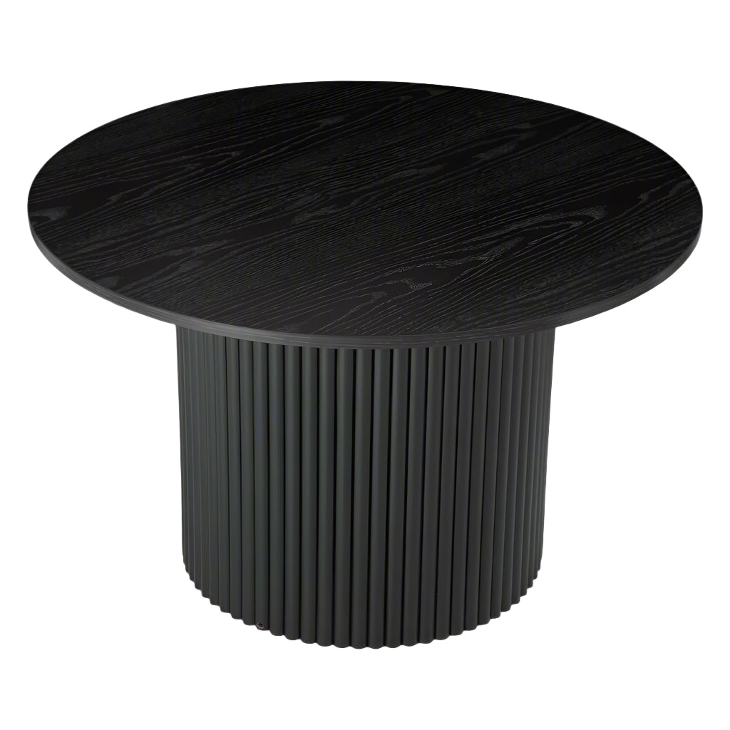 Luxe Black Ribbed Texture Wooden Coffee Table