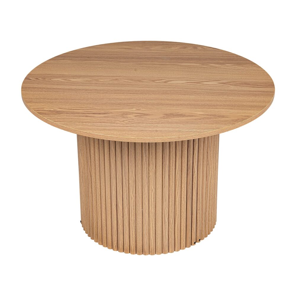 Coastal Charm - Luxe Ribbed Round Coffee Table Wooden