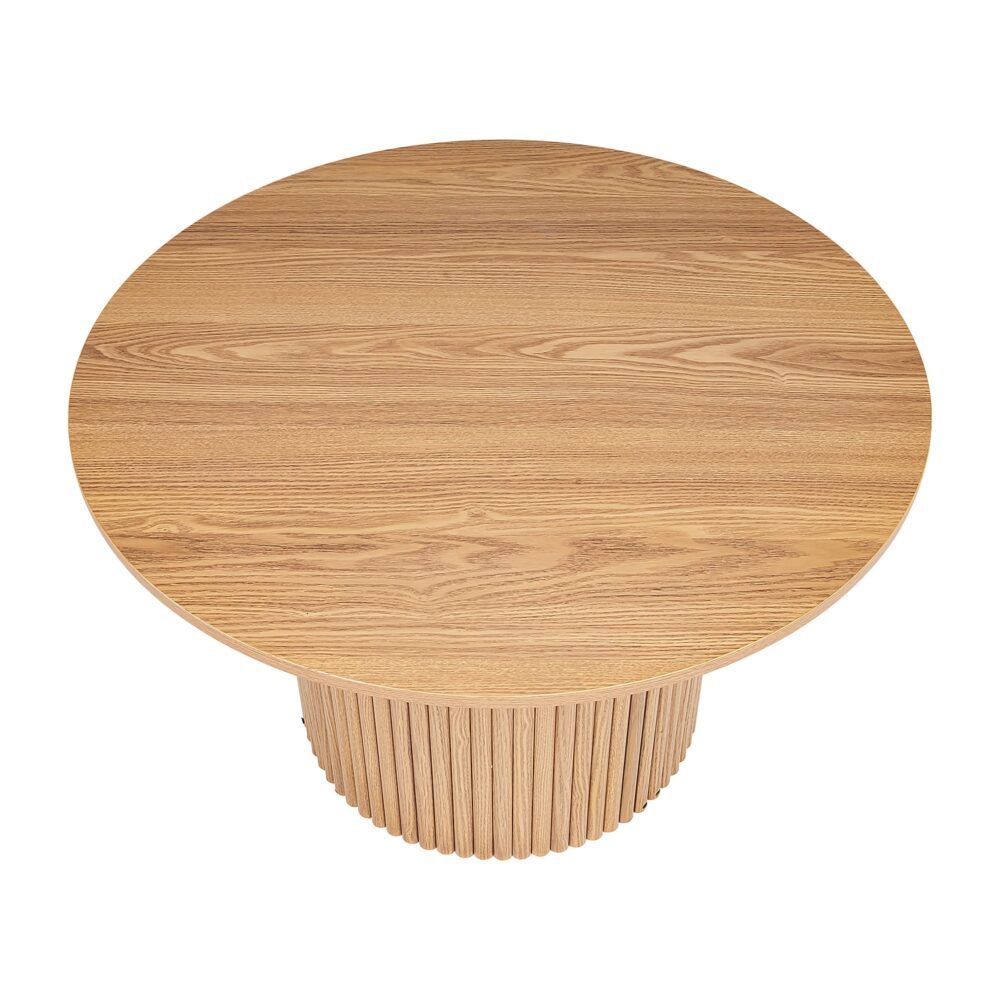 Coastal Charm - Luxe Ribbed Round Coffee Table Wooden