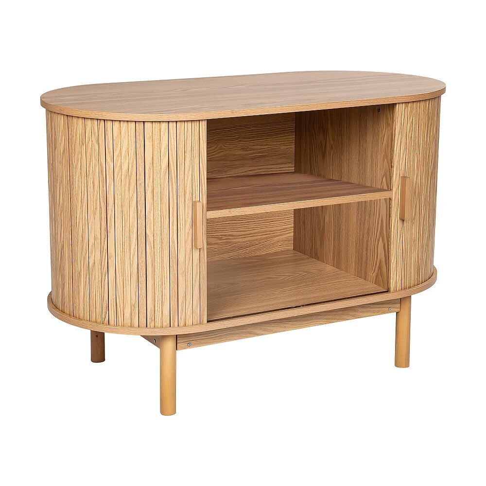 Coastal Charm - Natural Wood Ribbed Sideboard Cabinet