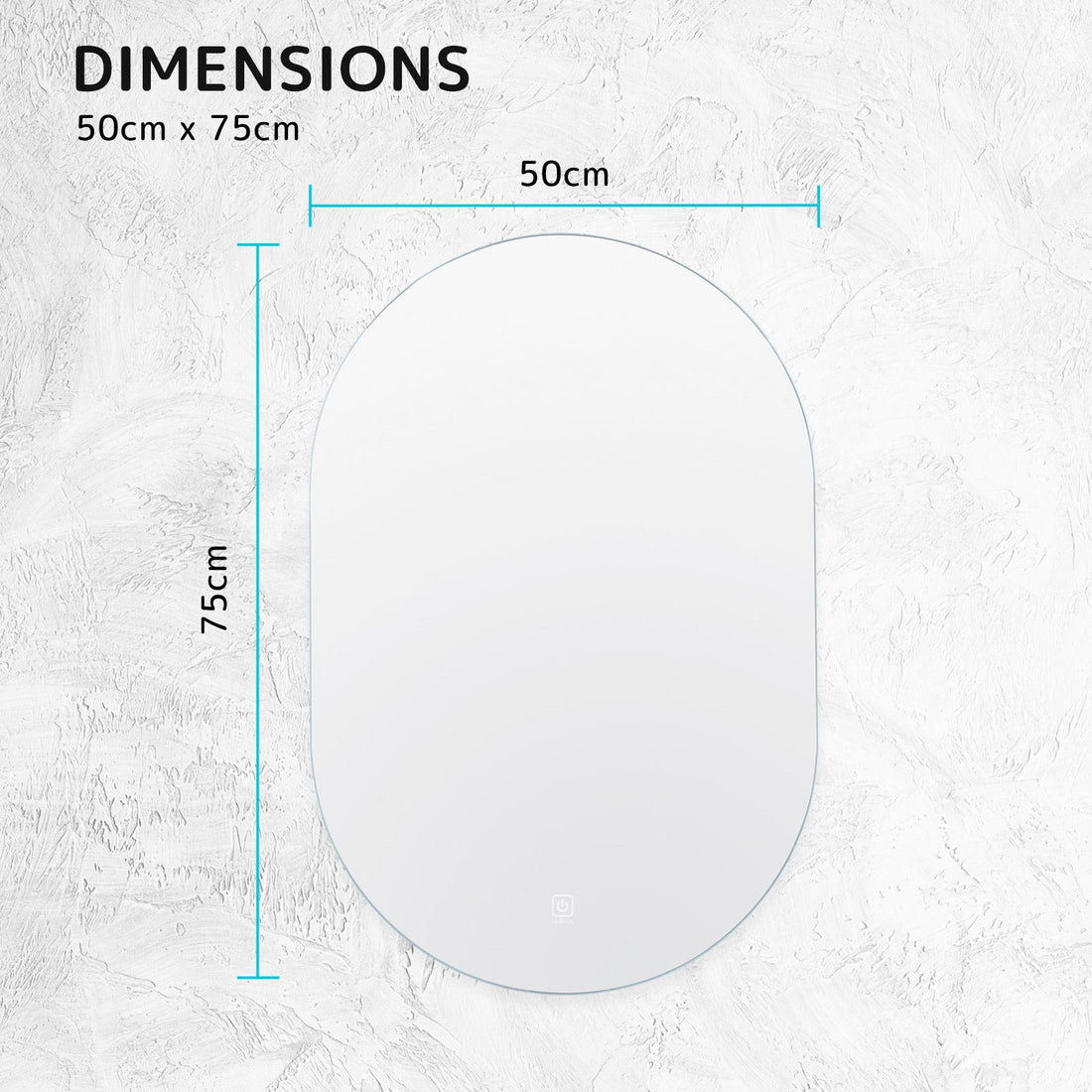 LED Wall Mirror Oval Anti-Fog Bathroom 50x75cm