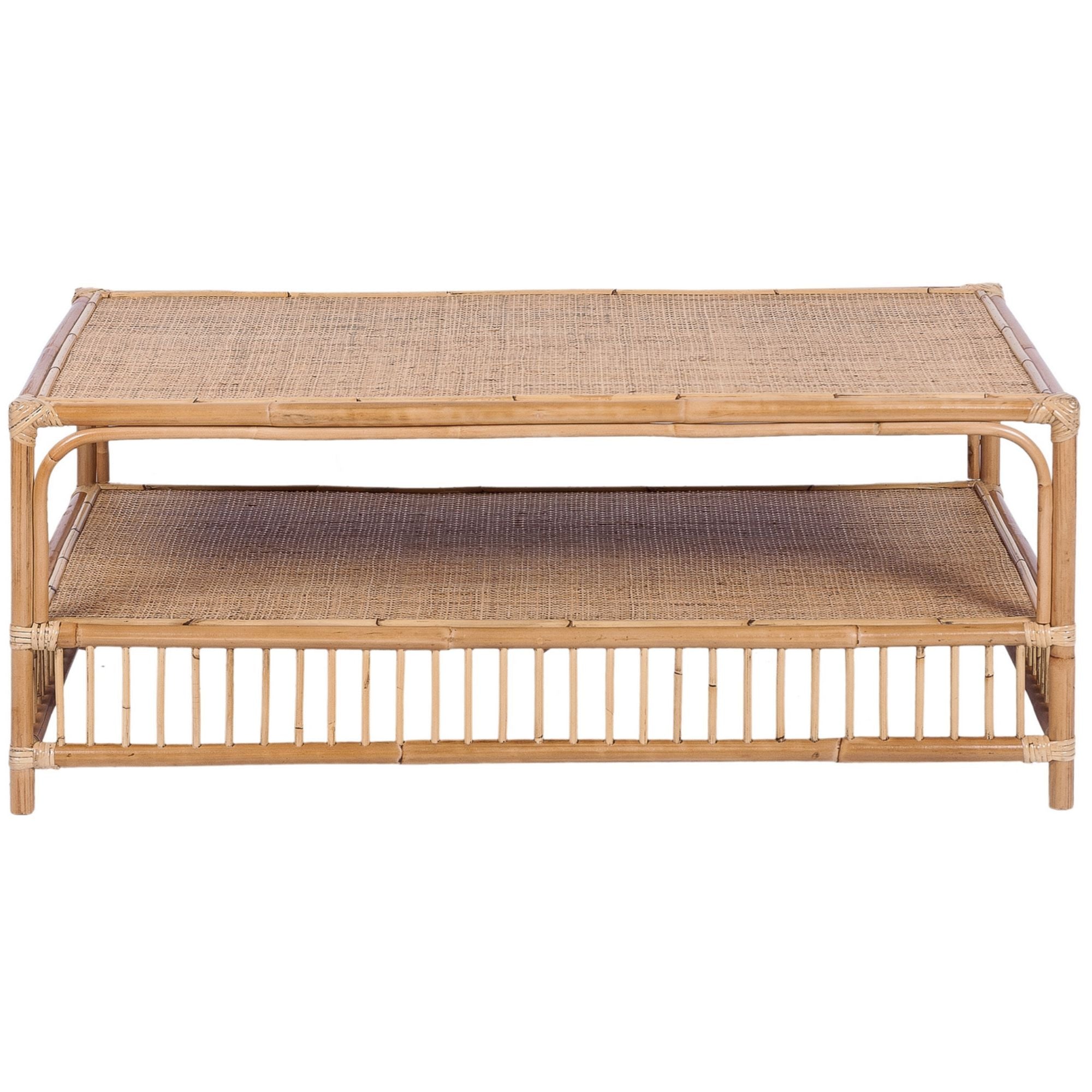 Coastal Charm - Earthy 110cm Rattan Cane Coffee Table - Natural