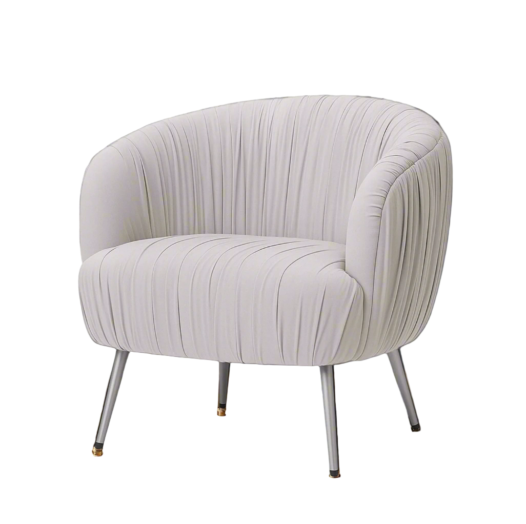 Gray pleated armchair on a white background