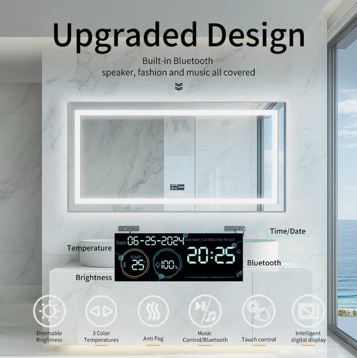 Interior Ave - 80 x 160cm Rectangle Frameless LED Bathroom Mirror – Bluetooth