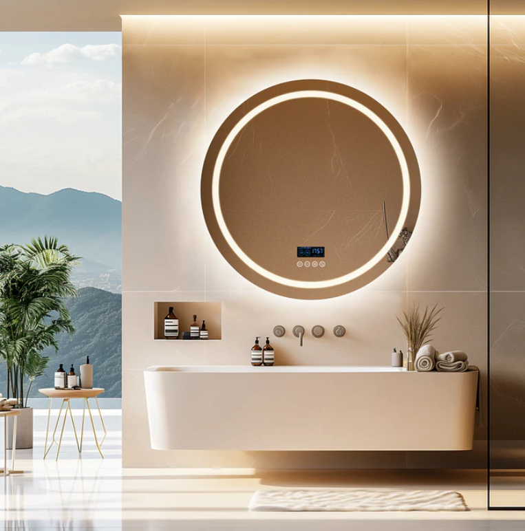 Interior Ave - 80cm Round Frameless LED Bathroom Mirror – Bluetooth