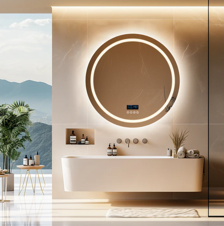 Interior Ave - 80cm Round Frameless LED Bathroom Mirror – Bluetooth
