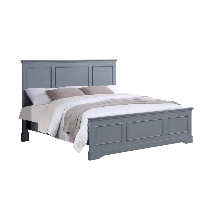 4 Pieces Bedroom Suite in Solid Wood & MDF King Size Grey Colour Bed, Bedside Table & Dresser