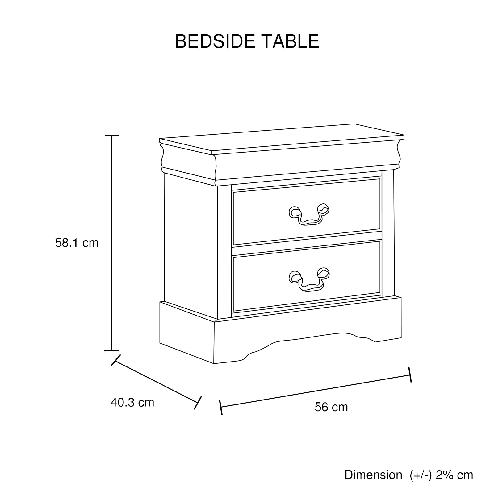 4 Pieces Bedroom Suite in Solid Wood & MDF Queen Size Grey Colour Bed, Bedside Table & Dresser
