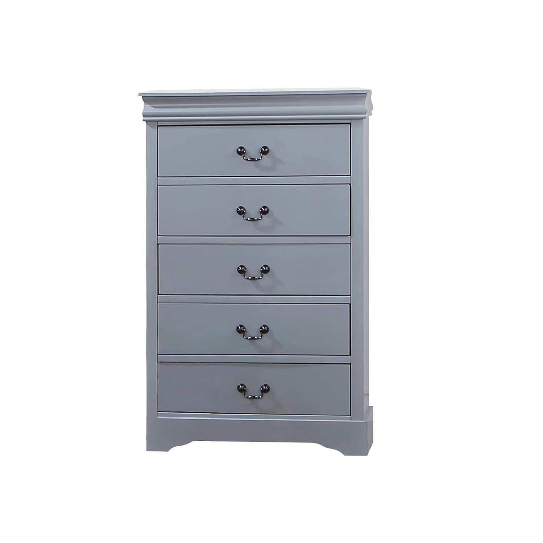 4 Pieces Bedroom Suite in Solid Wood & MDF King Size Grey Colour Bed, Bedside Table & Tallboy