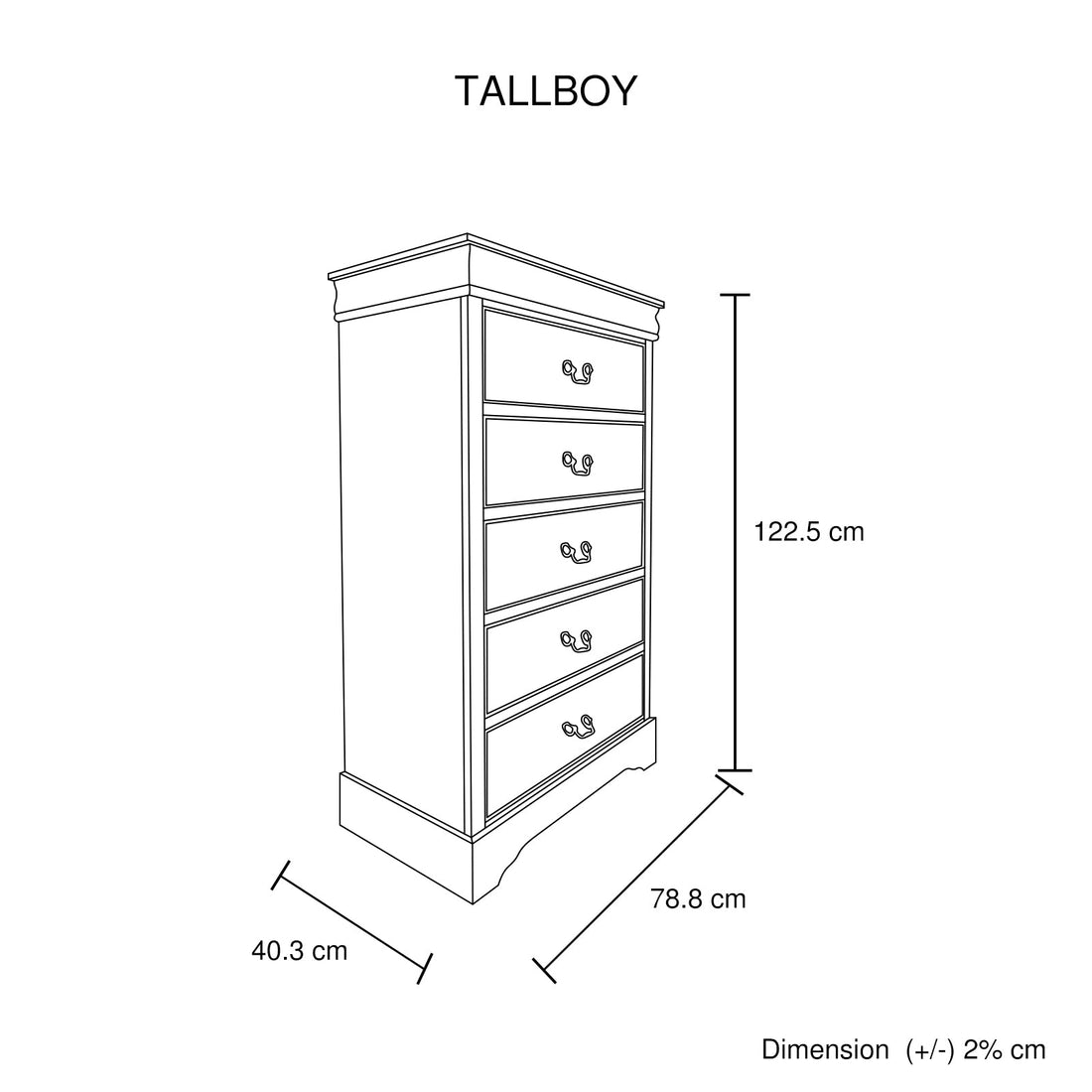 4 Pieces Bedroom Suite in Solid Wood & MDF Queen Size Grey Colour Bed, Bedside Table & Tallboy