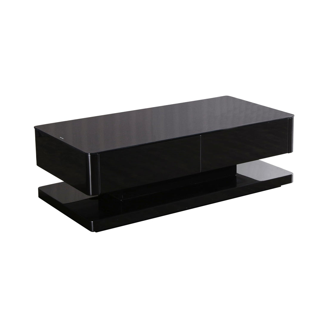 Stylish Coffee Table High Gloss Finish in Shiny Black Colour with 4 Drawers Storage
