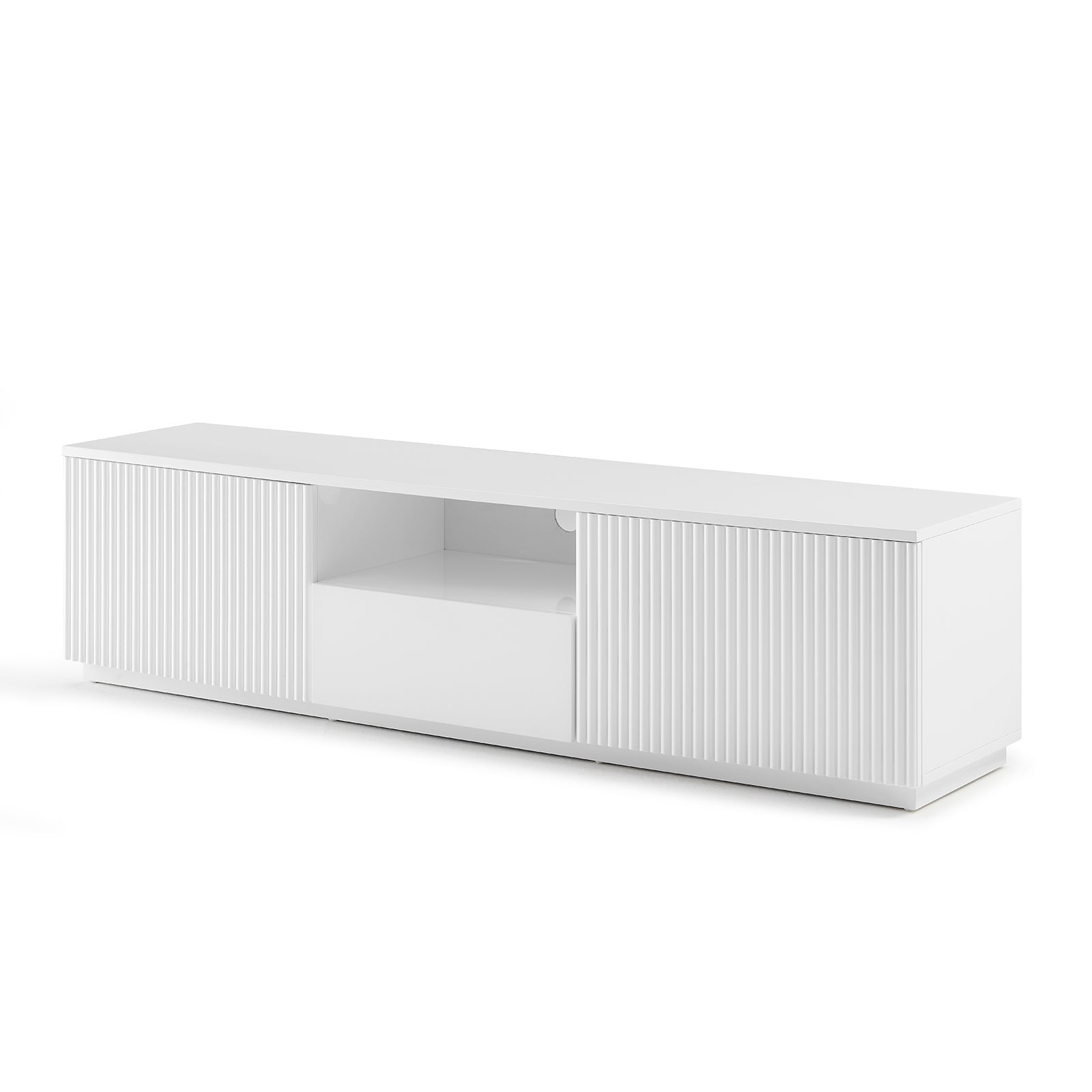 TV Cabinet Storage Drawer MDF Glossy Entertainment Unit in White colour