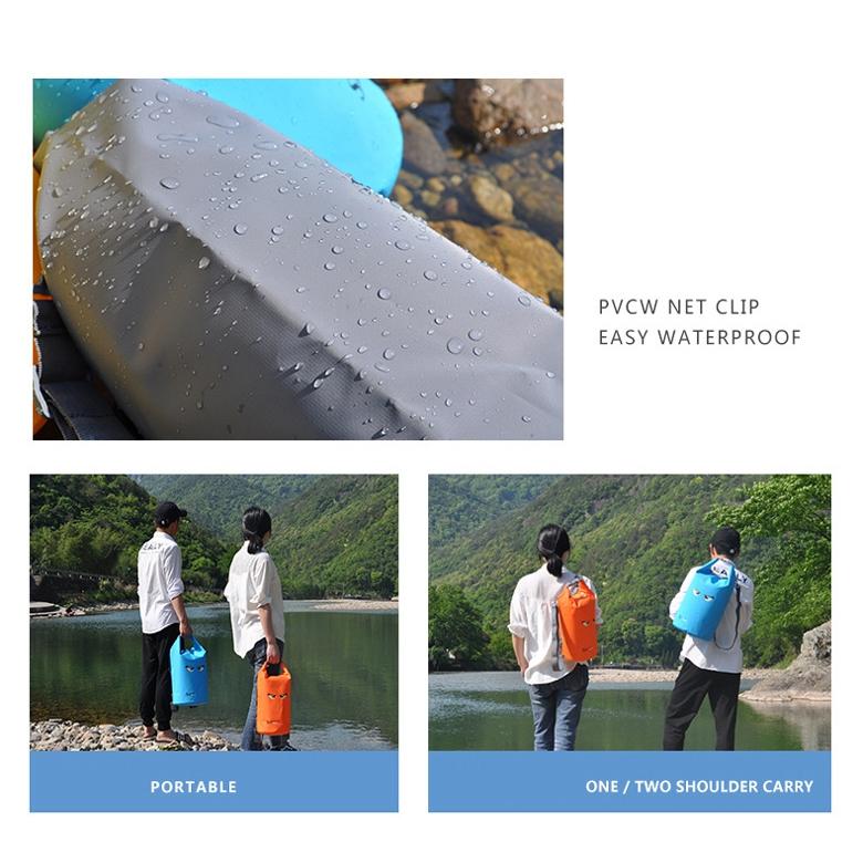 Waterproof Beach Bag For Outdoor Activities Pvc Mesh Cloth Storage Bucket For Swimming Rafting And Seaside Fun - Blue