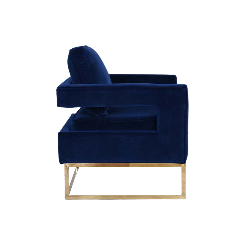 Art deco Golden Framed Armed Accent Chair Blue